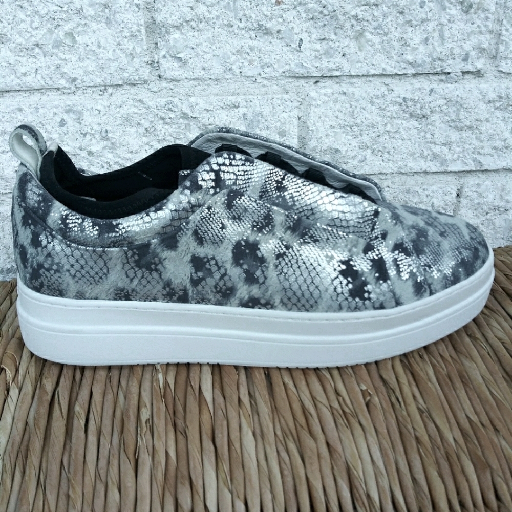 J/SLIDE Leather Snake Print Platform Sneakers